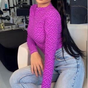 Fendi SKIMS Vibrant Logo Long Sleeve Bodysuit